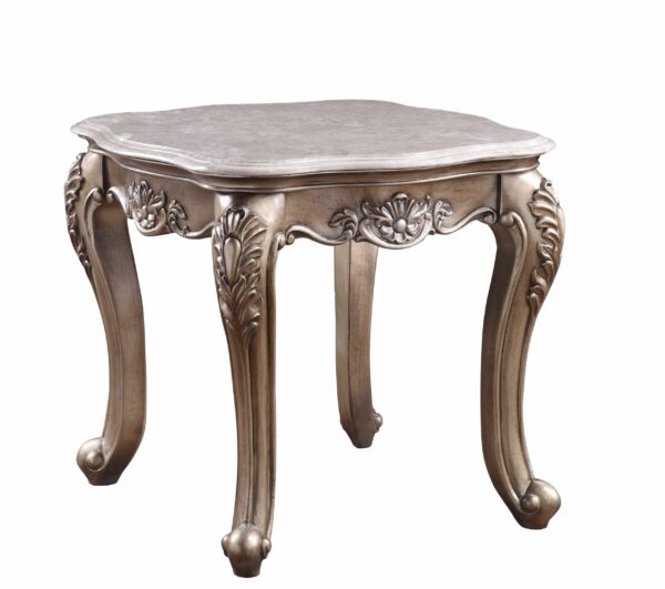 Marble Top & Champagne Finish Jayceon End Table by ACME 5