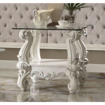 Bone White Versailles End Table 82104 by ACME