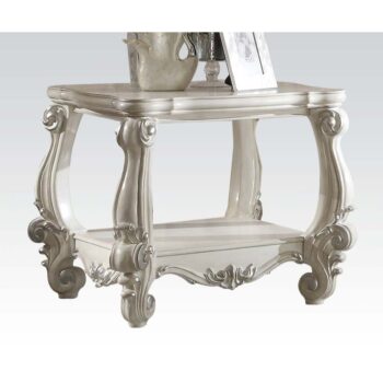 Bone White Versailles End Table 82124 by ACME