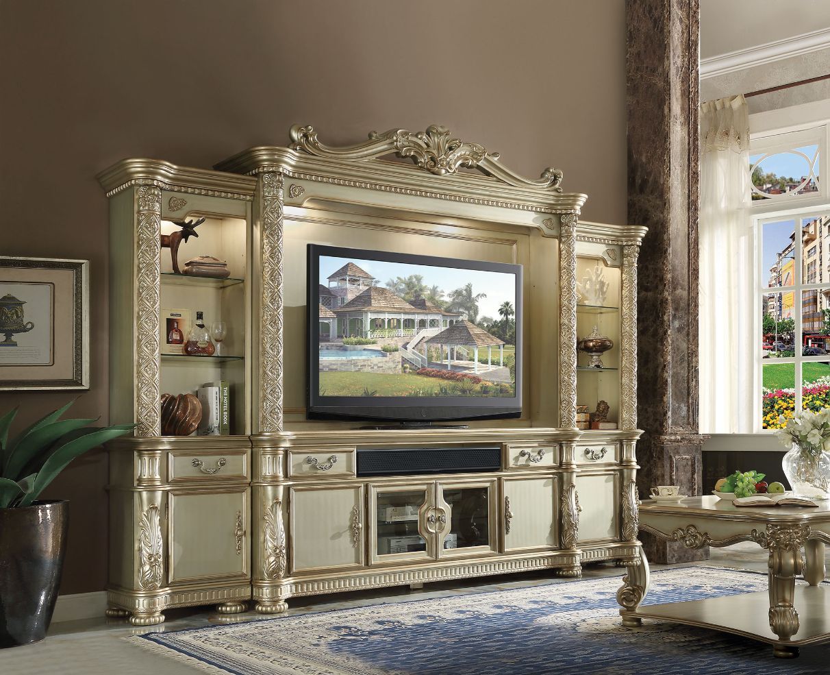 Vendome II Entertainment Center in Gold Patina Finish 91310 by ACME