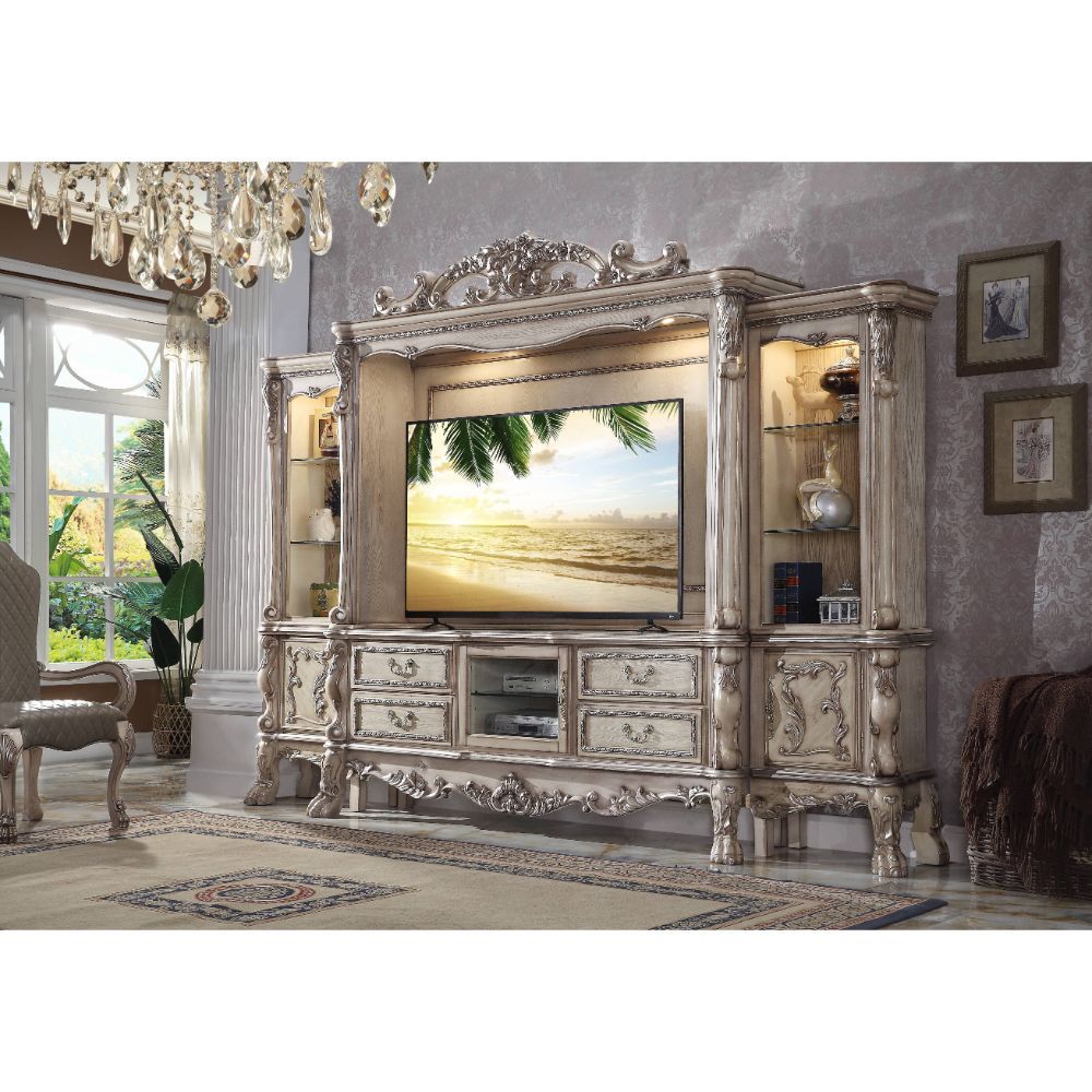 Vintage Bone White Finish Dresden Entertainment Center 91470 by ACME
