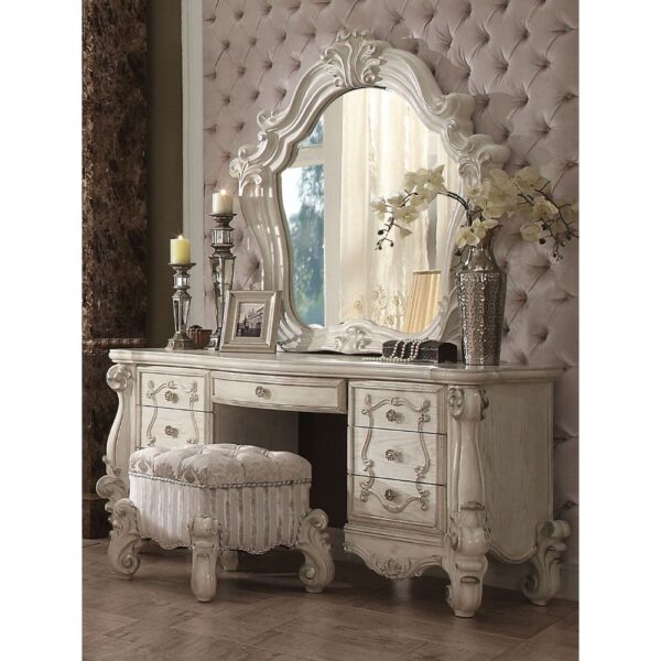 Versailles Vanity Stool in Ivory Fabric 21138 by ACME - Image 4