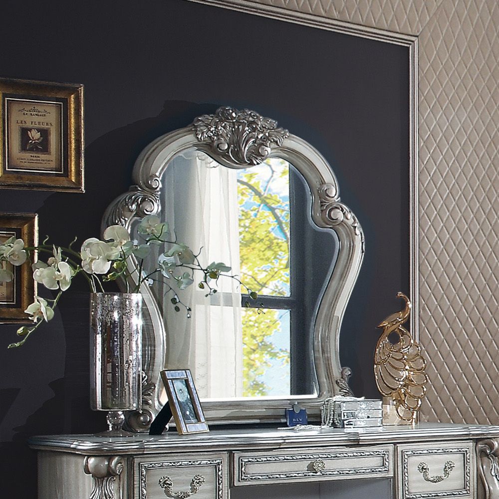 Vintage Bone White Finish Dresden Mirror 28174 by ACME
