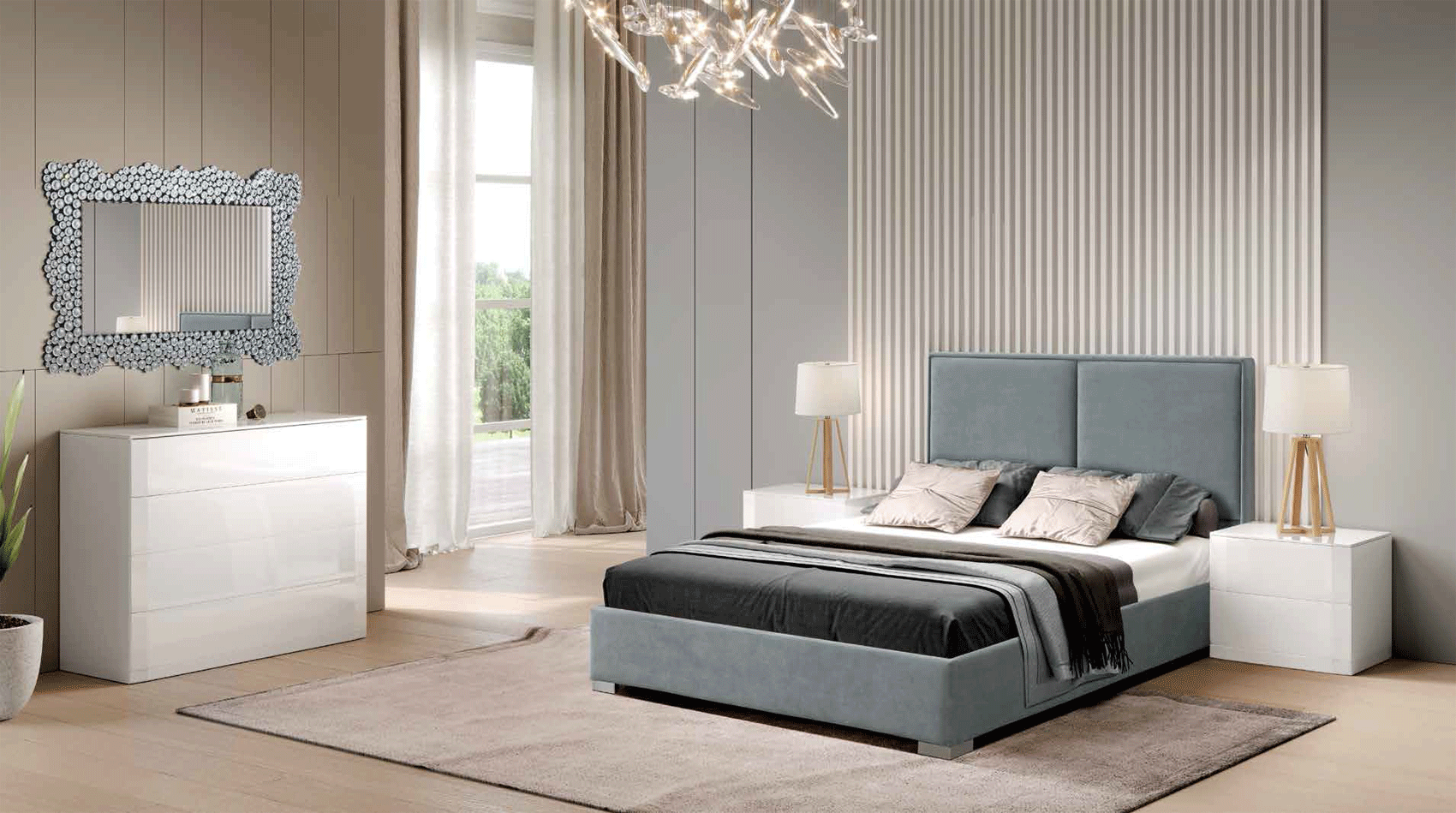 400 Carmina Modern Bedroom with Storage p12506 By ESF Furniture