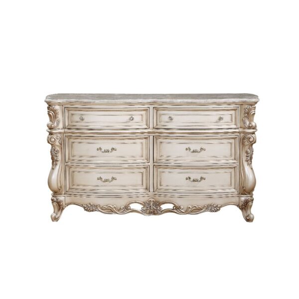 Golden Ivory Finish Gorsedd Dresser W/Marble Top 27445 by ACME - Image 2