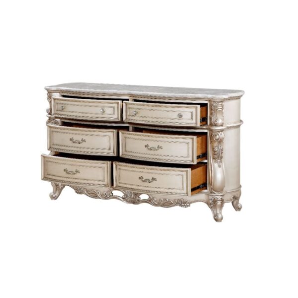 Golden Ivory Finish Gorsedd Dresser W/Marble Top 27445 by ACME - Image 5