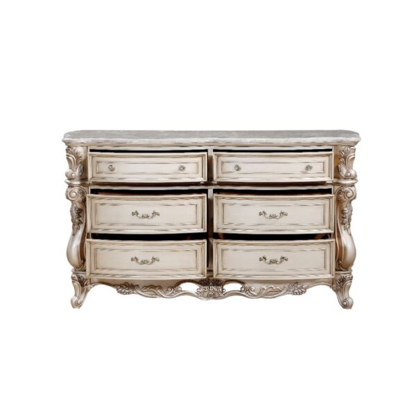 Golden Ivory Finish Gorsedd Dresser W/Marble Top 27445 by ACME - Image 6