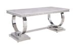 White Printed Faux Marble Zander Dining Table 68250 by ACME Dining Room Furniture Mobilia Cleopatra 9 White Printed Faux Marble Zander Dining Table 68250 by ACME 9