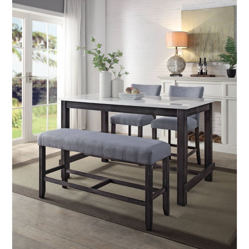 Weathered Espresso Yelena Counter Height Table W/Marble Top 72940 by ACME
