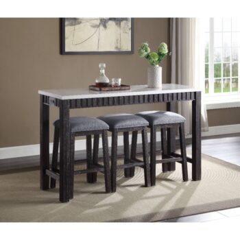 Necalli 4PC Pack Counter Height Table Set with Marble Top 72930 by ACME