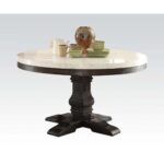 White Marble Top & Salvage Dark Oak Finish Nolan Dining Table 72845 by ACME Luxury Dining Tables Mobilia Cleopatra 8 White Marble Top & Salvage Dark Oak Finish Nolan Dining Table 72845 by ACME 8