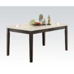 White Marble Top & Salvage Dark Oak Finish Nolan Dining Table 72850 by ACME Luxury Dining Tables Mobilia Cleopatra 10 White Marble Top & Salvage Dark Oak Finish Nolan Dining Table 72850 by ACME 10