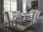 Marble Top Top & Gray Oak Finish Yabeina Dining Table 73265 by ACME Luxury Dining Tables Mobilia Cleopatra 11 Marble Top Top & Gray Oak Finish Yabeina Dining Table 73265 by ACME 11