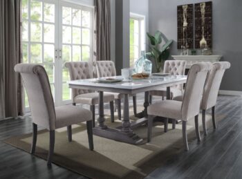 Marble Top Top & Gray Oak Finish Yabeina Dining Table 73265 by ACME