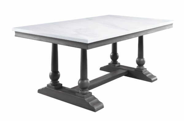 Marble Top Top & Gray Oak Finish Yabeina Dining Table 73265 by ACME - Image 4