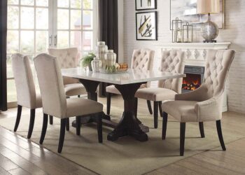 White Marble Top Gerardo Dining Table 60180 by ACME