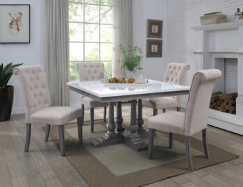 Marble Top Top & Gray Oak Finish Yabeina Square Dining Table 73270 by ACME