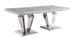 Gray Marble Top & Mirrored Silver Finish Satinka Dining Table 68265 by ACME 9