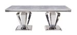 Gray Marble Top & Mirrored Silver Finish Satinka Dining Table 68265 by ACME 11