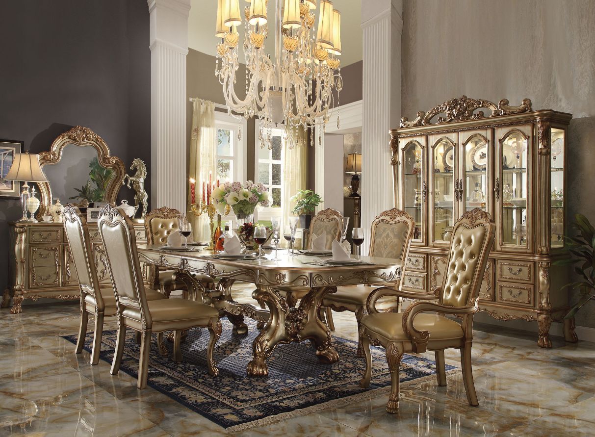 Gold Patina Dresden Dining Table W/2 Leaves 63150 by ACME