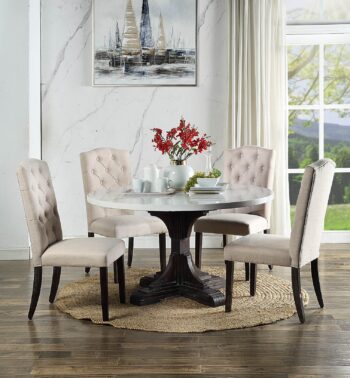 White Marble Top Gerardo Dining Table DN00090 by ACME