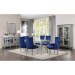 Mirrored & Antique Platinum Finish Varian Dining Table (78″L) 66160 by ACME 14