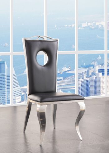 Black Leather Cyrene Side Chair 62078 by ACME