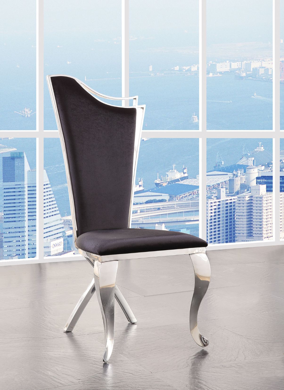 Black Fabric Cyrene Side Chair 62079 by ACME