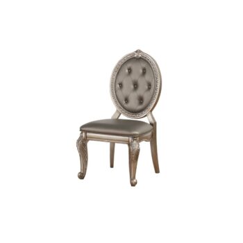 Leather & Antique Silver Finish Northville Side Chair 66922 by ACME