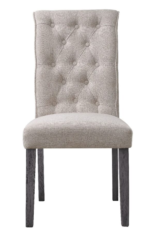 Beige Linen & Gray Finish Yabeina Side Chair 73267 by ACME 11
