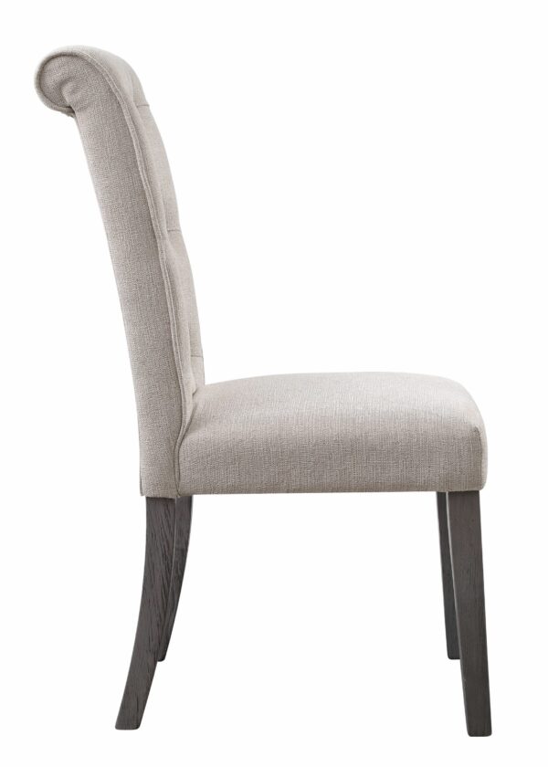 Beige Linen & Gray Finish Yabeina Side Chair 73267 by ACME - Image 3