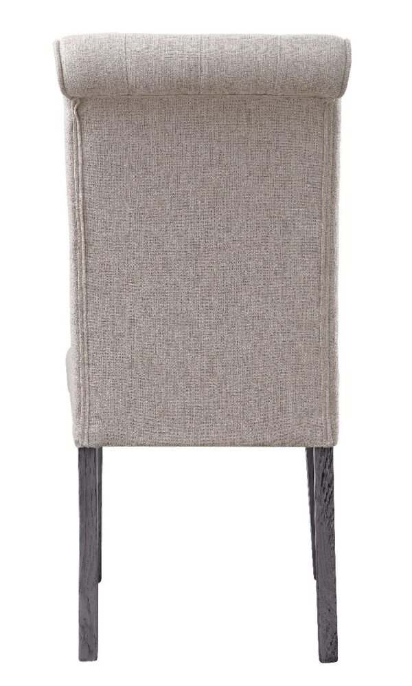Beige Linen & Gray Finish Yabeina Side Chair 73267 by ACME 13