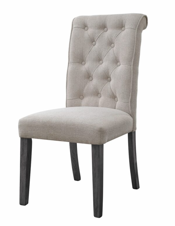 Beige Linen & Gray Finish Yabeina Side Chair 73267 by ACME - Image 6