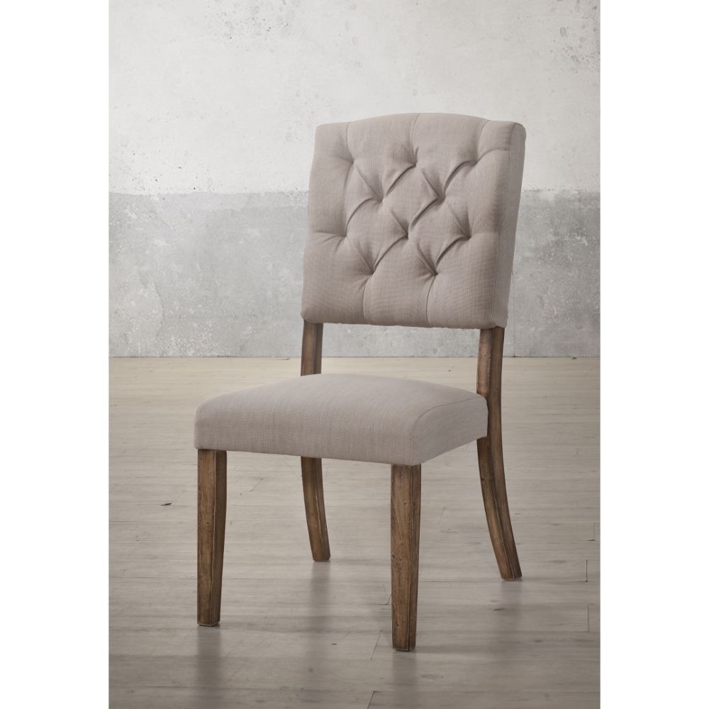 Beige Linen Bernard Side Chair 66187 by ACME