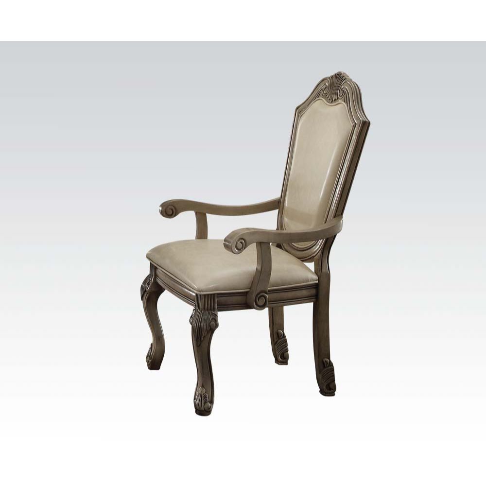 Leather & Antique White Finish Chateau De Ville Chair 64068A by ACME