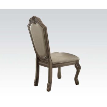 Leather & Antique White Finish Chateau De Ville Side Chair 64067A by ACME