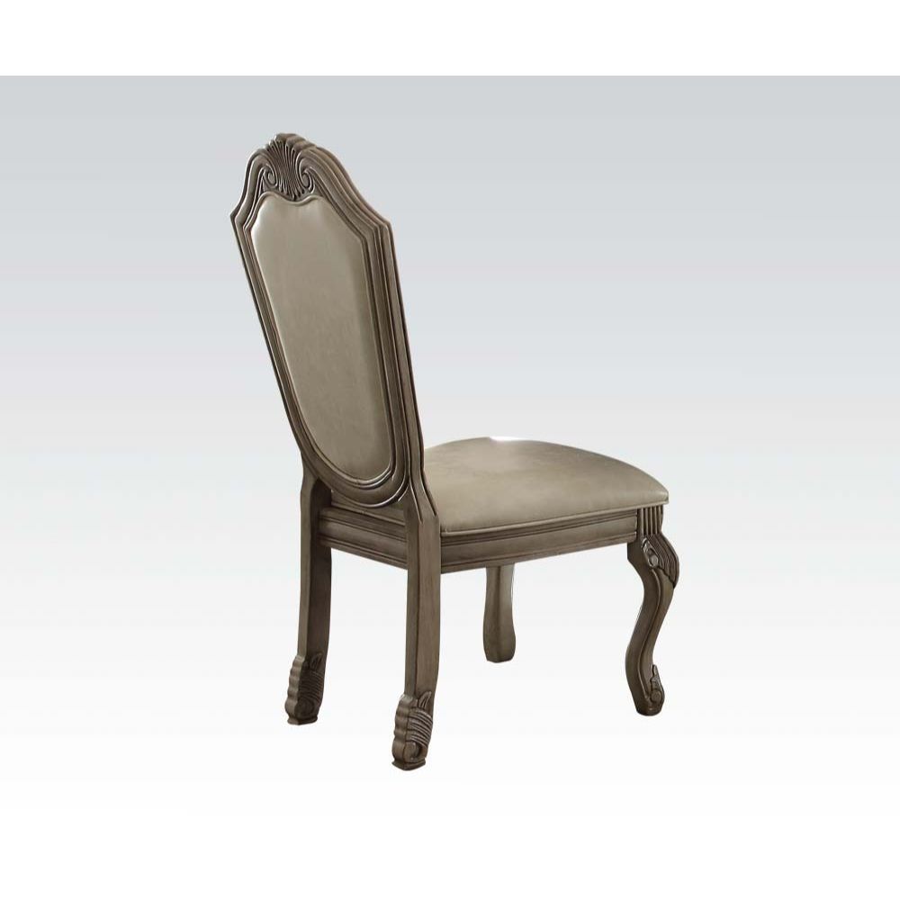 Leather & Antique White Finish Chateau De Ville Side Chair 64067A by ACME
