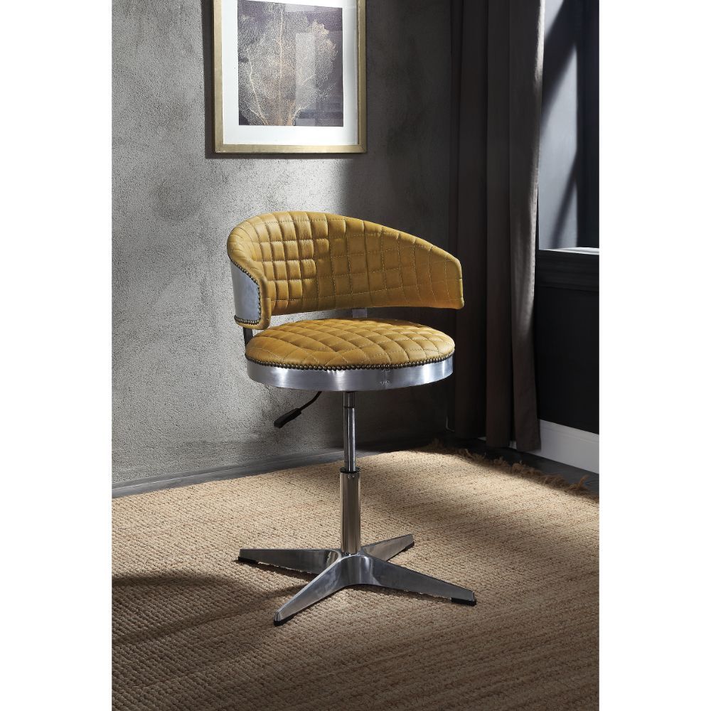 Turmeric Leather Brancaster Adjustable Stool W/Swivel 96470 by ACME