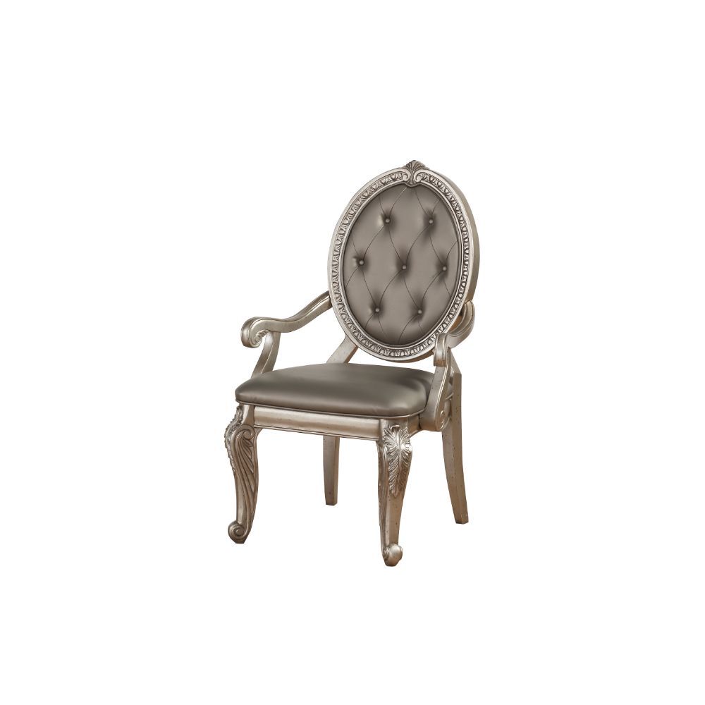 Leather & Silver Finish Northville Chair 66923 by ACME