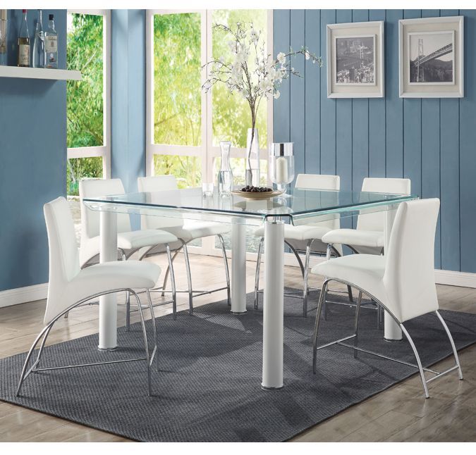 White PU & Chrome Gordie Counter Height Chair  With Curved Shape Base (2Pc) by ACME
