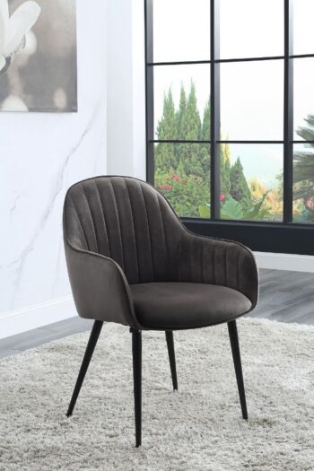 Dark Gray Fabric & Black Finish Caspian Side Chair 74011 by ACME