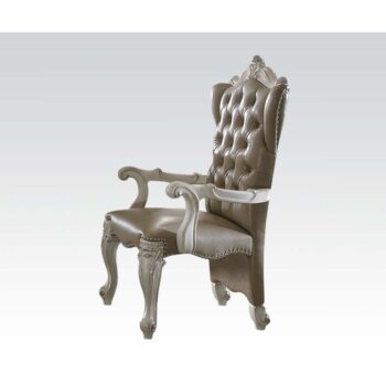 Leather & Bone White Finish Versailles Chair 61133 by ACME
