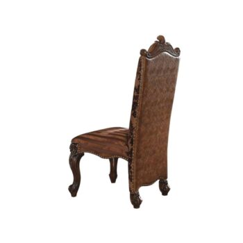 Two Tone Light Brown Leather/Fabric & Cherry Oak Finish Versailles Side Chair 61102 by ACME