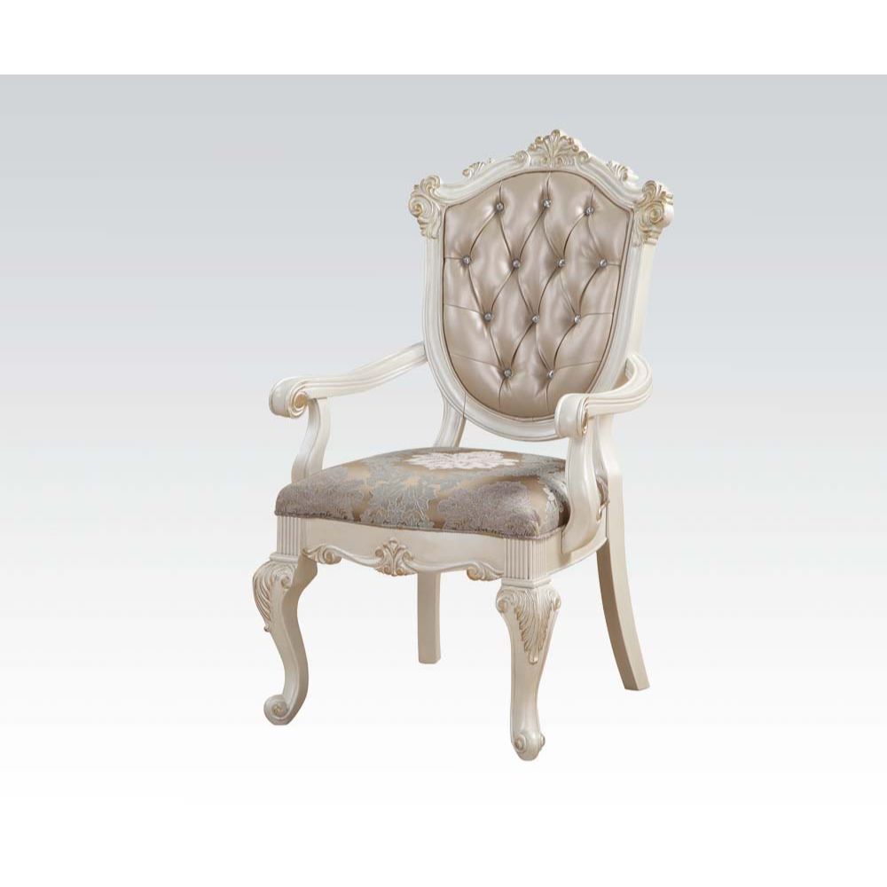 Rose Gold Leather Chantelle Arm Chair 63543 by ACME