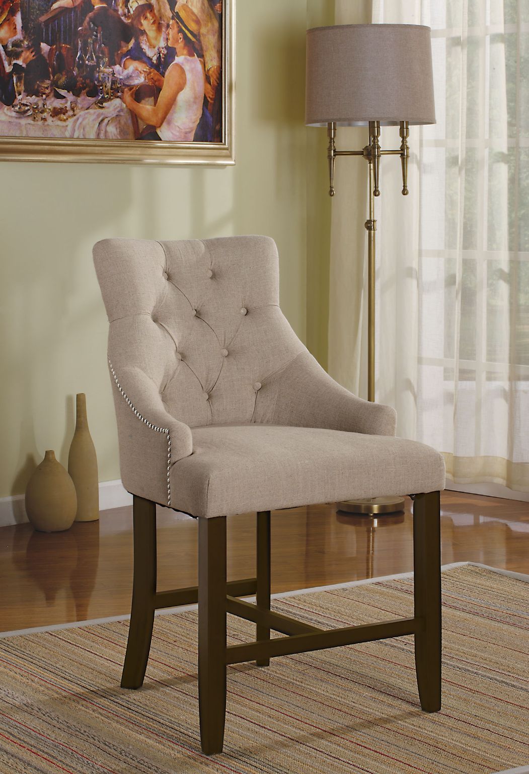 Cream & Walnut Drogo Counter Height Chair (2Pc) by ACME