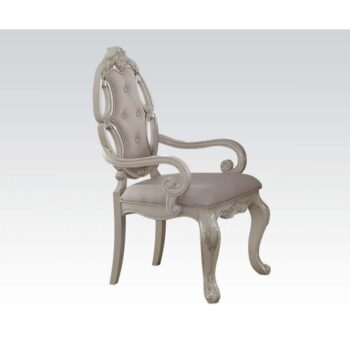 Fabric & Antique White Finish Ragenardus Chair (2Pc) 61283 by ACME