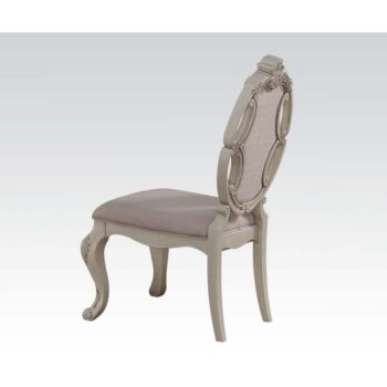 Fabric & Antique White Finish Ragenardus Side Chair (2Pc) 61282 by ACME