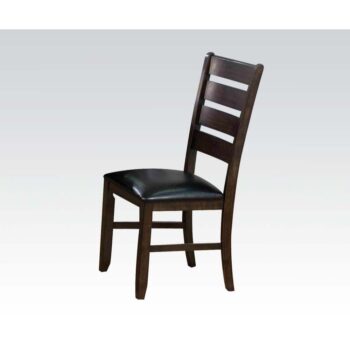 Black PU & Espresso Urbana Side Chair (2Pc) by ACME