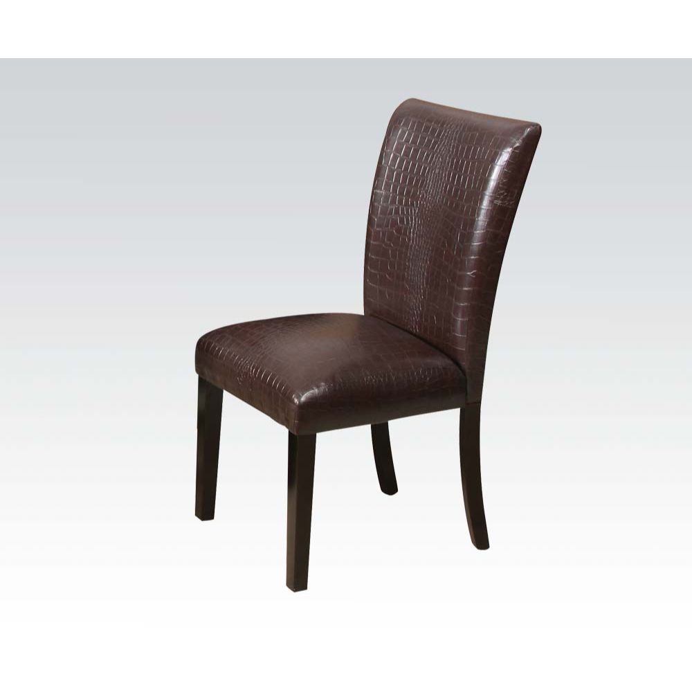 Dark Brown Crocodile PU, Espresso Fraser Side Chair 70132 by ACME