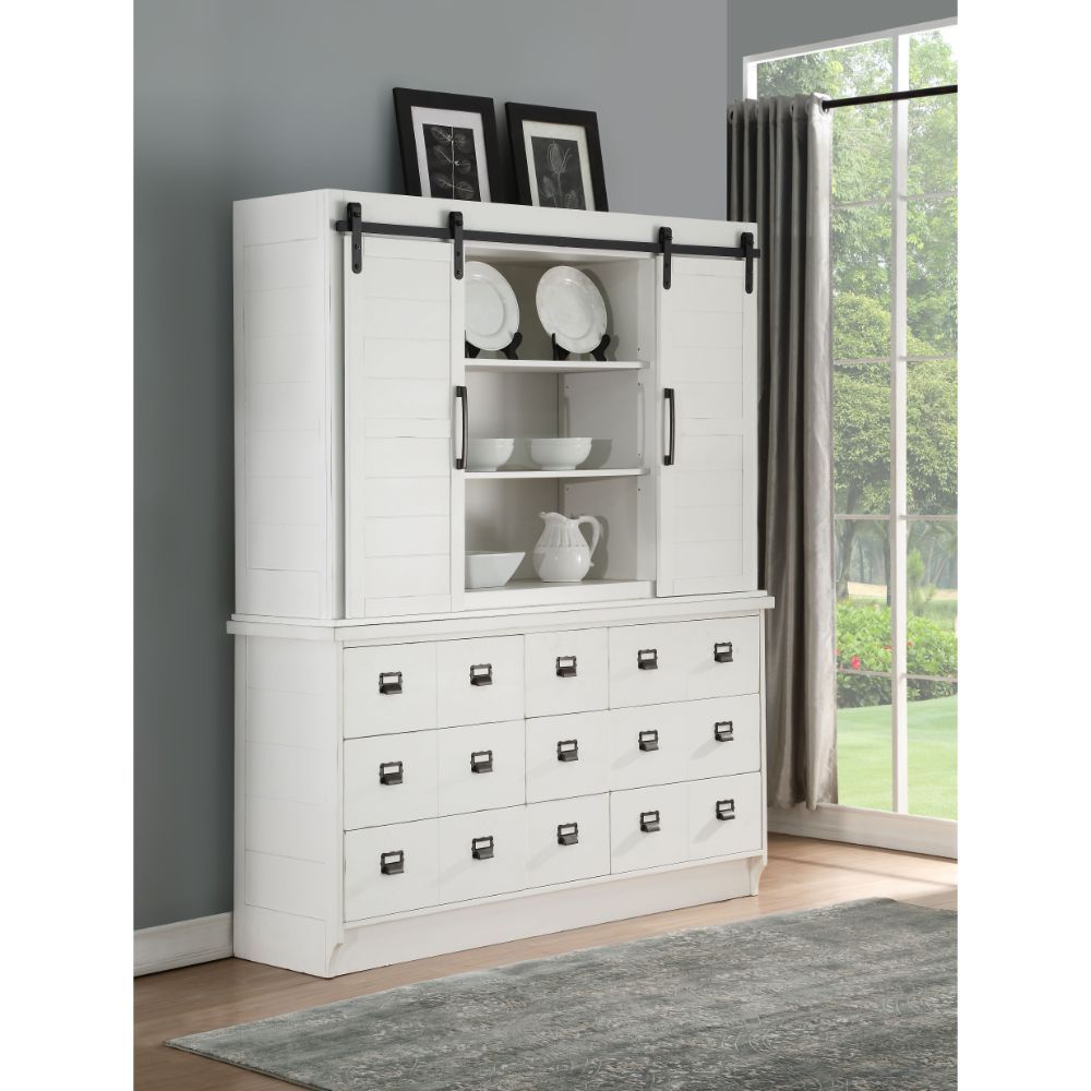 Antique White Finish Renske Hutch & Buffet 71853 by ACME